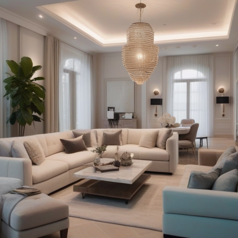 Kolorystyka i oświetlenie salonu